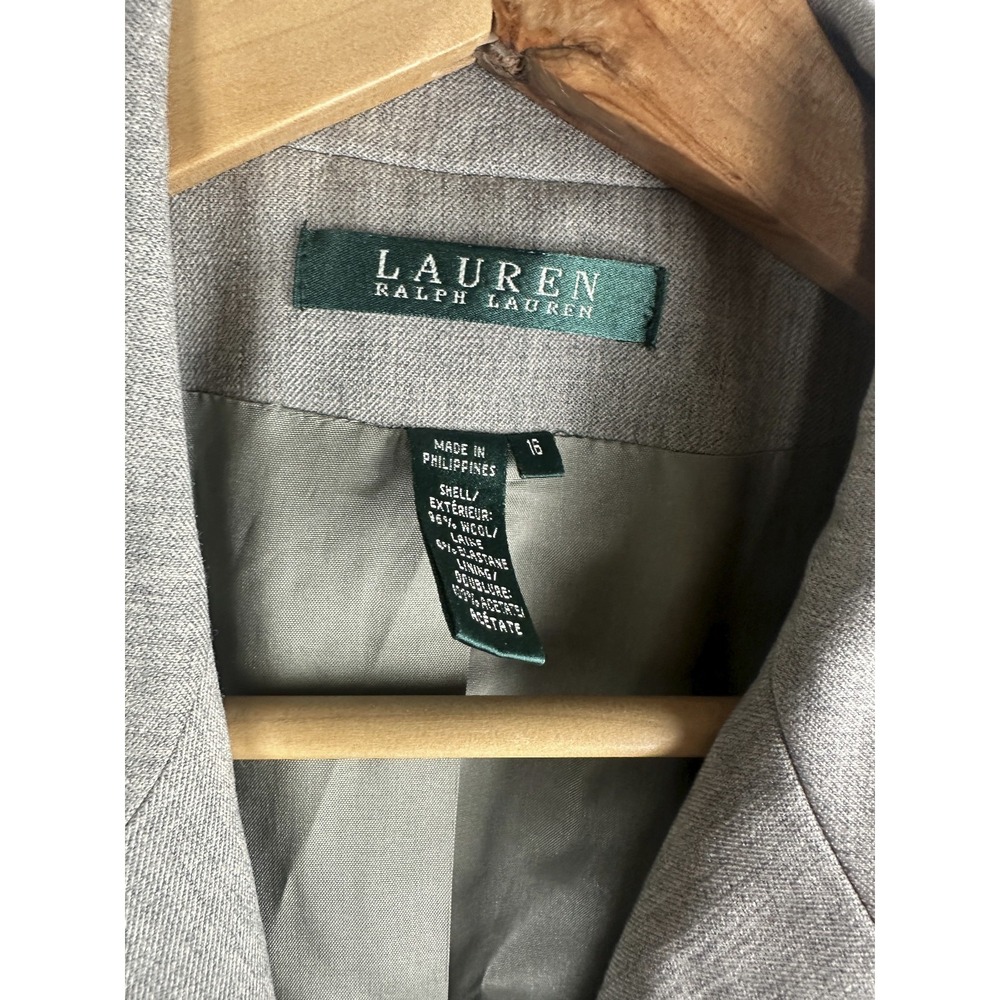 Lauren Ralph Lauren Wool Blend Blazer Skirt Suit Set Women's 16 Career Workwear - Picture 8 of 14